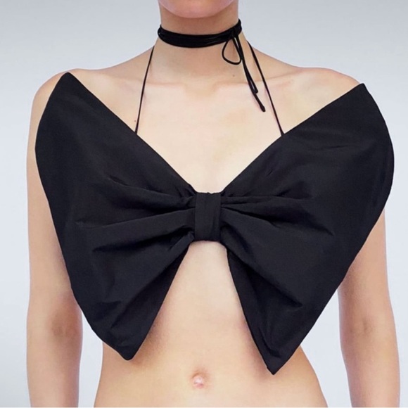 Zara Tops - NWOT Viral Zara Black Bow Top Size S